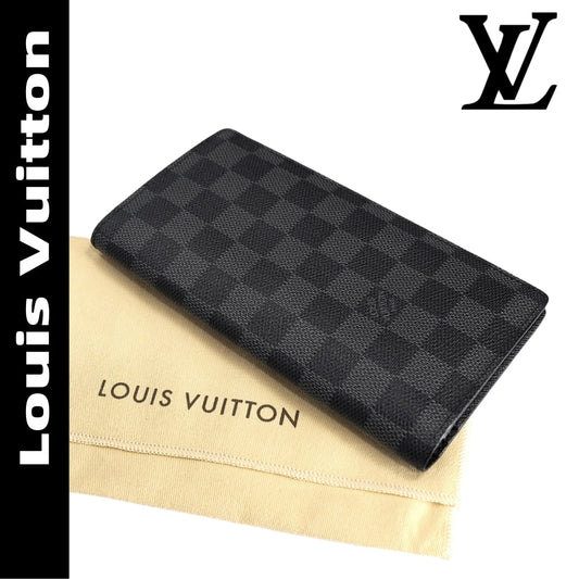 【ルイヴィトン】黒のチェス盤 長財布ブラッザ N62665